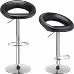 Tabouret de Bar Lot de 2, Chaise de Bar Pivotante avec Repose-pieds, Hauteur Réglable 77-98 cm, Chaise Bar Cuisine en Similicuir Moderne, Cadre en