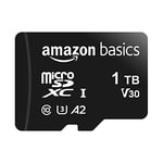 Amazon Basics - Carte Mémoire MicroSDXC, 1 tb, avec Adaptateur SD, A2, U3, vitesse de lecture maximale de 100 Mo/s, Noir