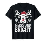 Funny Merry and Bright Christmas Lights Reinder Xmas Holiday T-Shirt