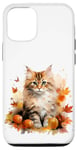 Coque pour iPhone 12/12 Pro Cute Fall Cat With Autumn Pumpkins For Girls And Cat Grandma