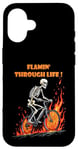 iPhone 16 Funny skeleton bike ride Going through hell Biker skeleton Case