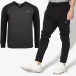 Nike Sportswear Optic Mens Fleece Crew Tracksuit in Black - Size Large