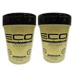 2x ECO Styly Professional Styling Gel Black Castor & Flaxseed Oil 32oz