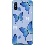 Kännykkäkuori Xiaomi Redmi 9AT-laitteelle, jossa on Sinisiä perhosia kuvio