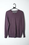 Rjr John Rocha Purple Slub Plain V-Neck Knit Jumper Medium TD027 NN 17