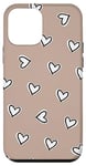 Coque pour iPhone 12 mini Beige Hearts Pattern Trendy Valentine Theme