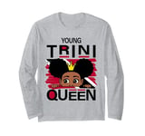 Young Trini Queen Trinidad Tobago Flag Cute Trinidadian Girl Long Sleeve T-Shirt