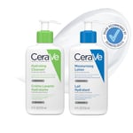 CeraVe Face & Body Routine for Dry Skin, Hydrating Cleanser & Moisturising Lotion 236ml x2