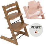 PAKKE, Stokke Tripp Trapp® chair + baby set – oak brown - Serene Pink