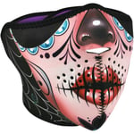 Ansiktsmask halv zan headgear - Sugar skull rosa svart kadettblå en storlek passar de flesta neoprene