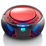 Lenco - SCD-550RD bærbar FM-radio CD / MP3 / USB / Bluetooth-afspiller® med LED-belysning rød - SCD-550RD