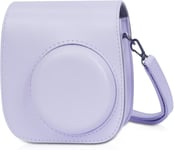 Caméra Housse Compatible avec Appareil Photo Instantanés Instax Mini 12/11,Pochette Caméra Sacoche Rangement Protection Cuir PU Lisse avec Bandoulière et Poche Intégrée(Violet Lilas)(Q531)