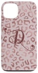 Coque pour iPhone 13 Letter D Initial Leopard Rose Pink Cheetah Monogram