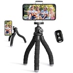 Trépied de téléphone Portable avec télécommande Bluetooth, Compatible avec iPhone et téléphone Android, idéal pour Selfies/visionnage/Streaming/Photographie/Enregistrement.