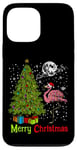 Coque pour iPhone 13 Pro Max Arbre de Noël Pink Flamingo Chapeau de Père Noël Funny Xmas