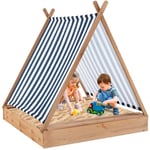 Maisonchic - Bac à Sable pour Enfants avec Couvercle Bac à Sable en Bois de 124 x 123 cm avec 2 Bancs Intégrés Cabane de Sable pour 1+ An Maison Chic