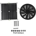 Kit de Ventilateur de Panneau solaire, 100 w 12 v 10 pouces Ventilateur d'échappement rond à panneau solaire étanche avec couvercle de ventilateur,