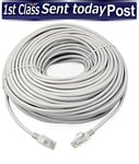 20m Meter Rj45 Cat5e Network Lan Cable Utp Ethernet Patch Lead White Fast Cat 5e