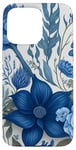 Coque pour iPhone 15 Pro Max Blue Flowers Design Cute Botanical Print Watercolor Floral