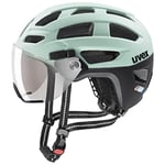 uvex finale visor - secure city bike helmet for men & women - visor - incl. LED light - jade-black matt - 52-57 cm