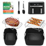 Air Fryer Accessories Set for Tefal Easy Fry 5.2l/3.1l, Large&Small Air Fryer Liners Compatible with Tower T17099 5.2l/3.3l, Lakeland 5l/3l＆Salter Ek5729 Dual Drawer 5.5l/3.5l Air Fryer