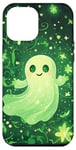 Coque pour iPhone 15 Pro Max Vert Floral Fantôme Effrayant Esthétique Vert