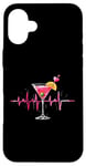 Coque pour iPhone 16 Plus Verre à cocktail Motif battements de cœur Martini