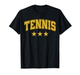 Tennis All Yellow Stars Classic Retro Varsity Text T-Shirt