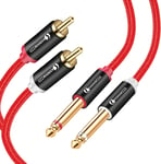 RCA Jack 6,35, Dual Audio RCA Mâle Vers Dual Jack Mâle, 2 X 6,35Mm Jack TS À 2 R