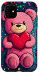 Coque pour iPhone 11 Ours en peluche coeur Saint-Valentin