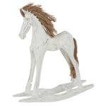 Statuette Déco en Bois "Cheval à Bascule" 35cm Blanc