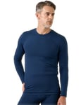 LAPASA Haut Thermique Homme Maillot de Corps à Manches Longues sous-Vêtements Chauds Automne/Hiver M09 Bleu Chiné (1 Haut) S