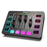 FIFINE Gaming Audio Mixer, Streaming RGB PC Mixer avec Interface Microphone XLR, Contrôle Individuel, Contrôle de Volume, Bouton de Mute, Alimentation Fantôme 48V, pour Podcast Enregistrement