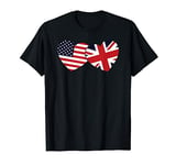 British American Flags Hearts T-Shirt Cool Union Jack Tee T-Shirt