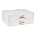 Bigso Box of Sweden boîte à tiroir pour Documents et Fournitures de Bureau – Organiseur de Bureau à Deux tiroirs – système de Rangement en Panneau de Fibres et Papier – Blanc