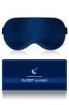 Masque de Nuit, Masque de Sommeil Antiallergique et Occultant en Soie Pure à 100%, Avec Bandeau Réglable, Convient Aux Hommes et Aux Femmes (Bleu)