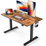 FEZIBO Height Adjustable Electric Standing Desk, 120 * 60 cm Stand up Table, Sit Stand Home Office Desk with Splice Board, Black Frame/Rustic Brown Top