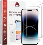 Lot De 3 Films De Protection D'écran Pour Iphone 13 Pro Max, 14 Pro Max, 14 Plus Dureté 9h 6,7"" Protection En Verre Trempé Compatible Avec Les Coques, Anti-Rayures, Anti-Bulles Avec