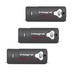 Integral 8GB Crypto-197 256-Bit Hardware 3-Pack Encrypted 3.0 USB Secure Flash Memory Drive - Certified to FIPS 197, Brute-Force Password Attack Protection & Rugged Double-layer Waterproof Design