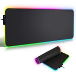 RGB spelmusmatta XXL LED stor musmatta 800 x 300 x 4 mm Musmatta belysning Tangentbordsmatta Extra USB-ingång för mus, tangentbord eller mobiltelefon