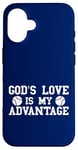 Coque pour iPhone 16 God's Love is My Advantage Christian Tennis Jesus Christ