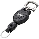 Rapala - Mousqueton RCD Small Retractable Lanyard - Petit Mousqueton pour la Pêche - Article de Pêche en Zinc - Rotatif à 360° - Attache Rapide - Ressort Solide - Matériel de Pêche Taille M - Noir