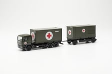 Herpa Maquette Camion Man TGA L Tracteur Porte-conteneurs Bundeswehr/SAN, échelle 1/87, Model Allemand, pièce de Collection, Figurine Plastique