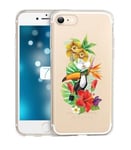 Coque Iphone 7 8 perroquet fleur tropical exotique transparent