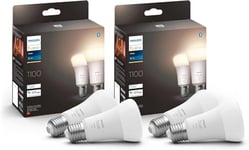 Philips Hue White E27 lampadaire 4x1055lm, dimmable, lumière blanc chaud, contrôlable via l'application, compatible avec Amazon Alexa (Echo, Echo Dot).