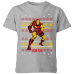 Marvel Iron Man Kids' Christmas T-Shirt - Grey - 9-10 ans - Gris