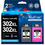 302XL Remanufacturées Cartouches pour HP 302 XL (Noir et Couleur, Pack de 2) pour Officejet 3830 3833 3831 3832 3834 4650 DeskJet 3630 1110 2130 2132 3632 Envy 4520