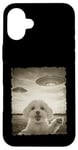 Coque pour iPhone 16 Plus Caniche maltais selfie vieux téléphone photo drôle observation OVNI