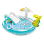 Piscine gonflable de jet d'eau de crocodile de toboggan de jeu de piscine de sable de bébé piscine de boule d'océan, 201×170×84cm