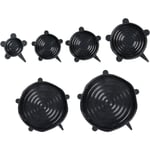 Couvercles en silicone WENKO Loui, set de 6 pièces pour conserver les aliments, extensibles, réutilisables, Sans BPA, Gamme Black Outdoor KitchenØ 6,